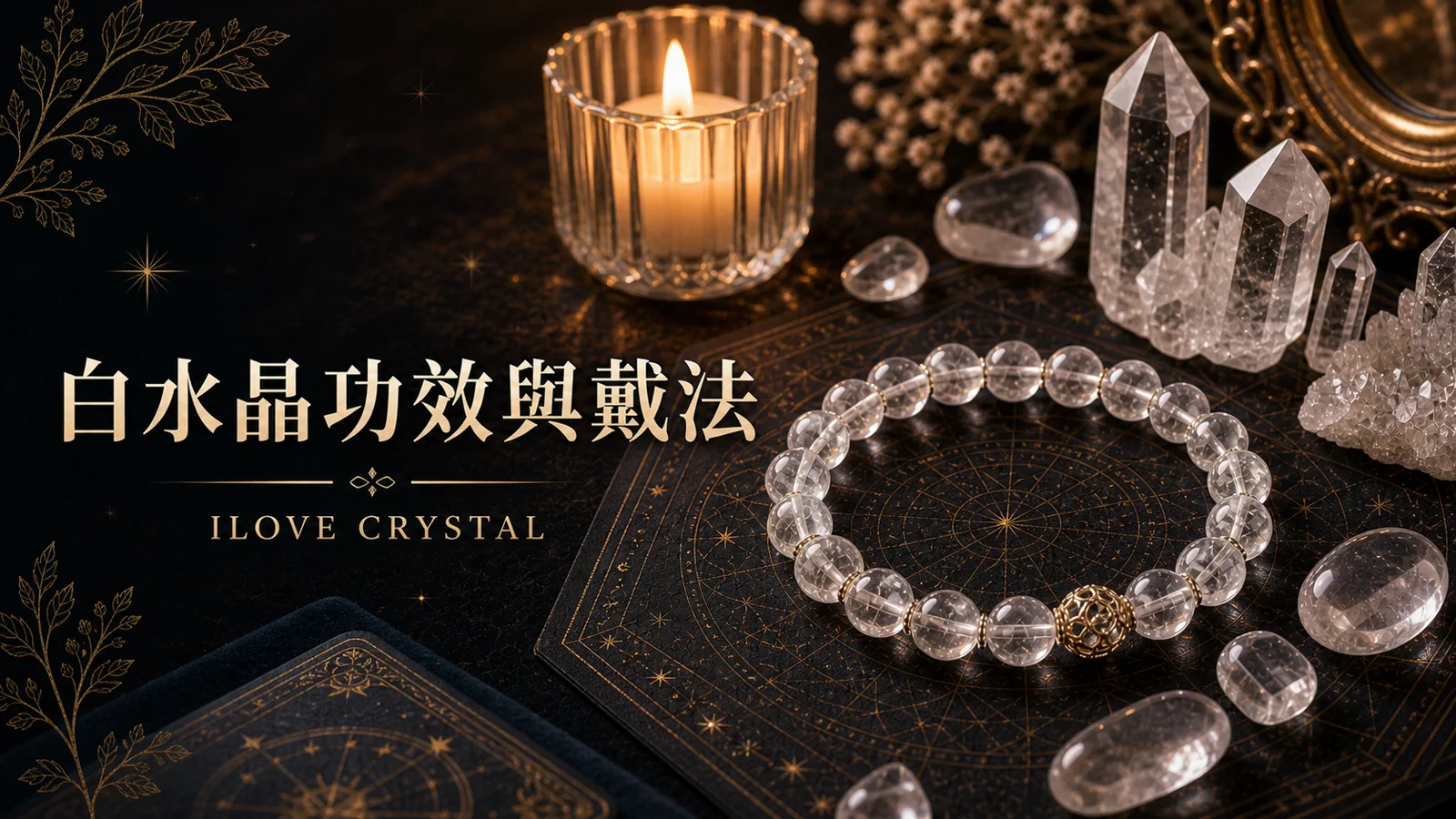 白水晶功效與戴法文章封面，白水晶手鍊與透明水晶柱