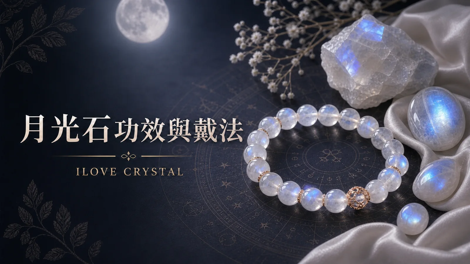 月光石功效與戴法文章封面，月光石手鍊與月光感水晶擺設