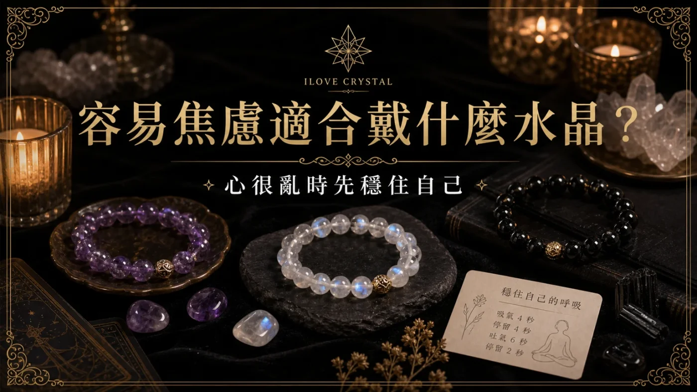 容易焦慮適合戴什麼水晶?文章封面,焦慮水晶的暗金水晶塔羅視覺