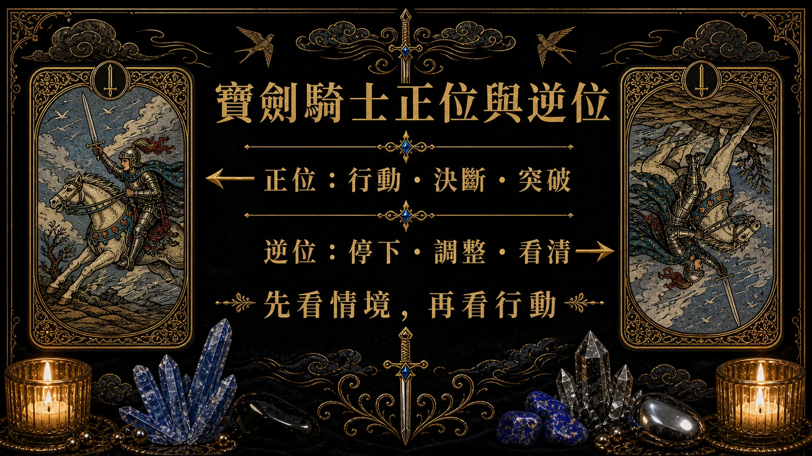 寶劍騎士正位逆位能量地圖，整理牌義、提醒與行動建議