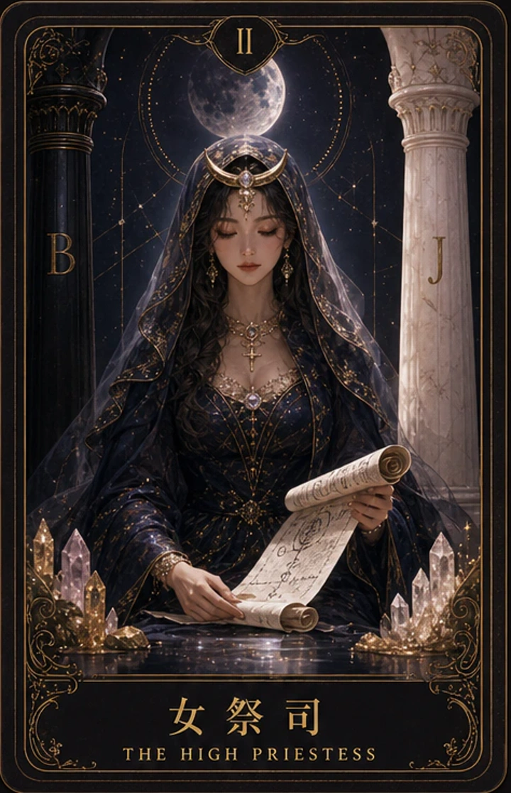 艾勒水晶牌 女祭司，艾勒水晶自有設計插畫牌面