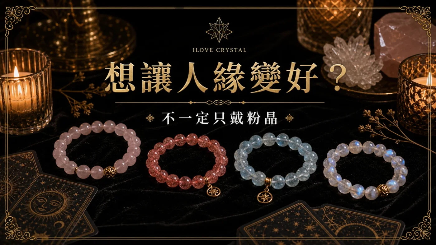 想讓人緣變好?文章封面,人緣水晶的暗金水晶塔羅視覺
