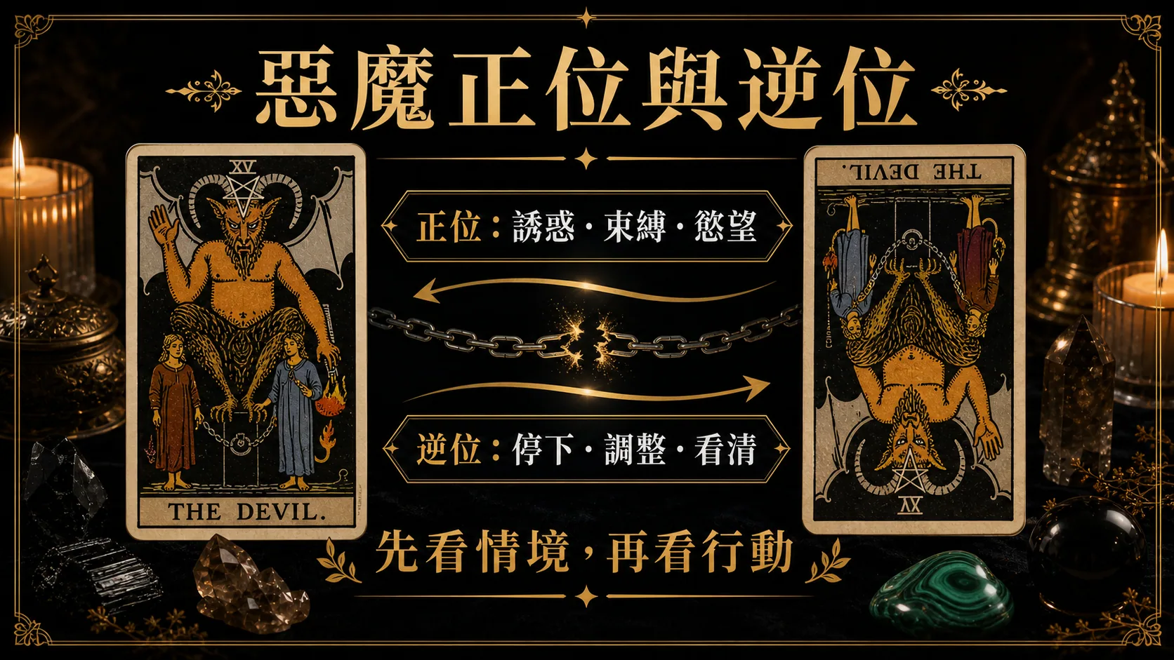 惡魔正位逆位能量地圖，整理牌義、提醒與行動建議