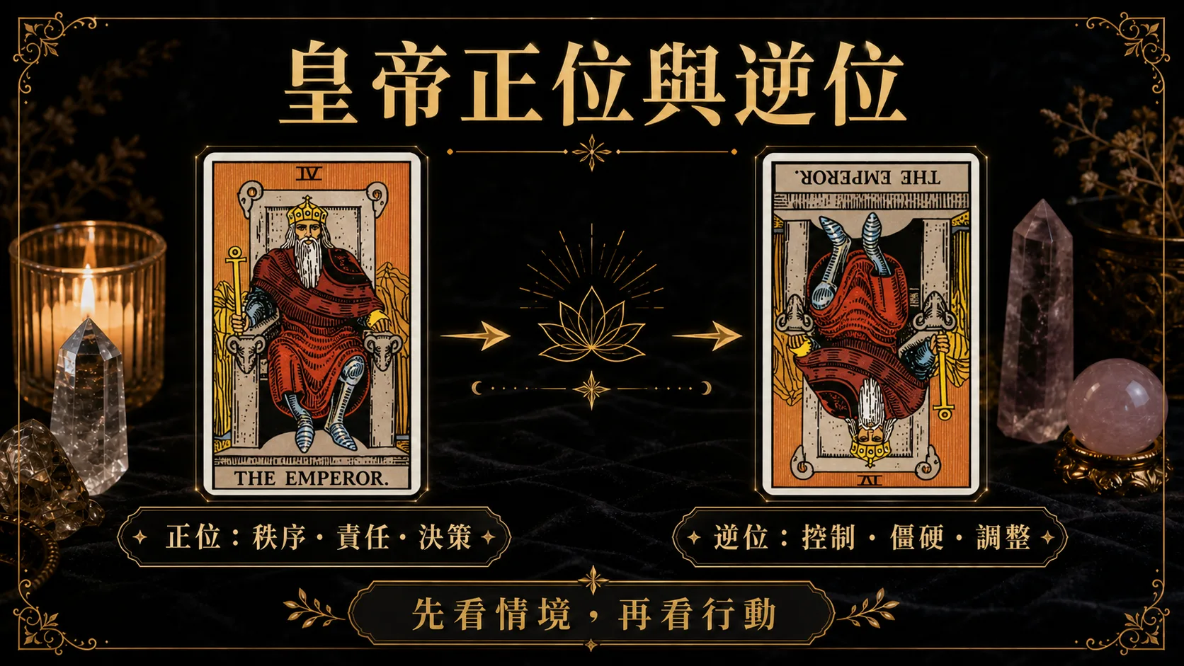 皇帝正位逆位能量地圖，整理牌義、提醒與行動建議