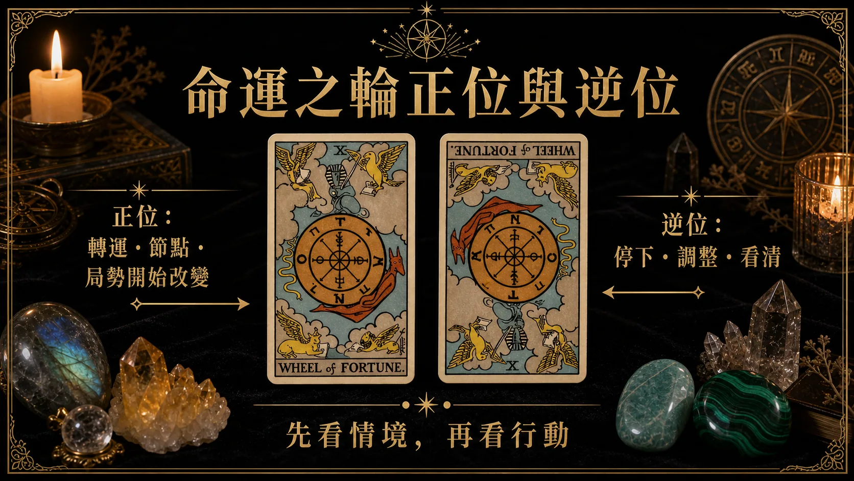 命運之輪正位逆位能量地圖，整理牌義、提醒與行動建議