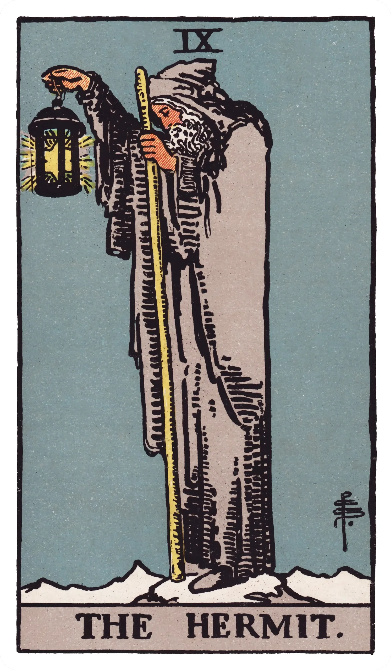 大阿爾克那隱士牌，傳統塔羅 The Hermit 牌面