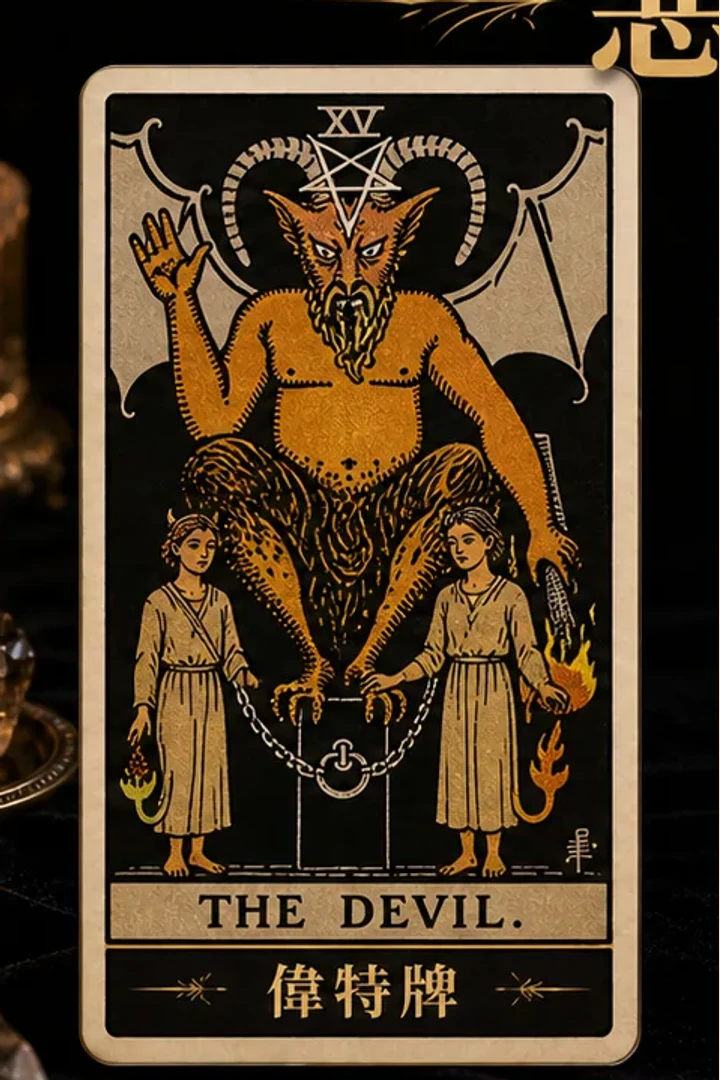 偉特大阿爾克那 惡魔牌面，與艾勒水晶牌對照閱讀